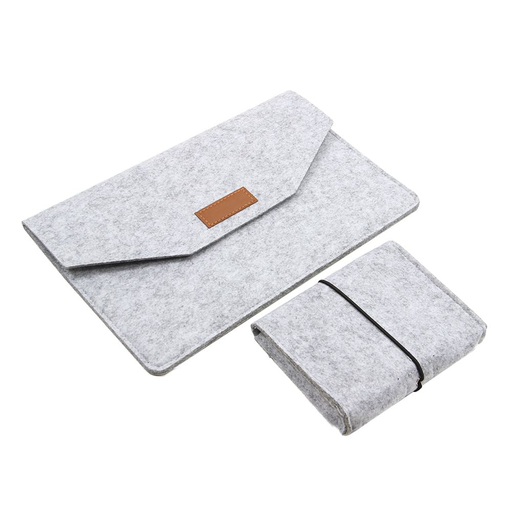 Soft Sleeve Bag Case For Macbook Air Pro Retina 11 inch Laptop Anti-scratch Cover For Mac book- Light Gray with small bag