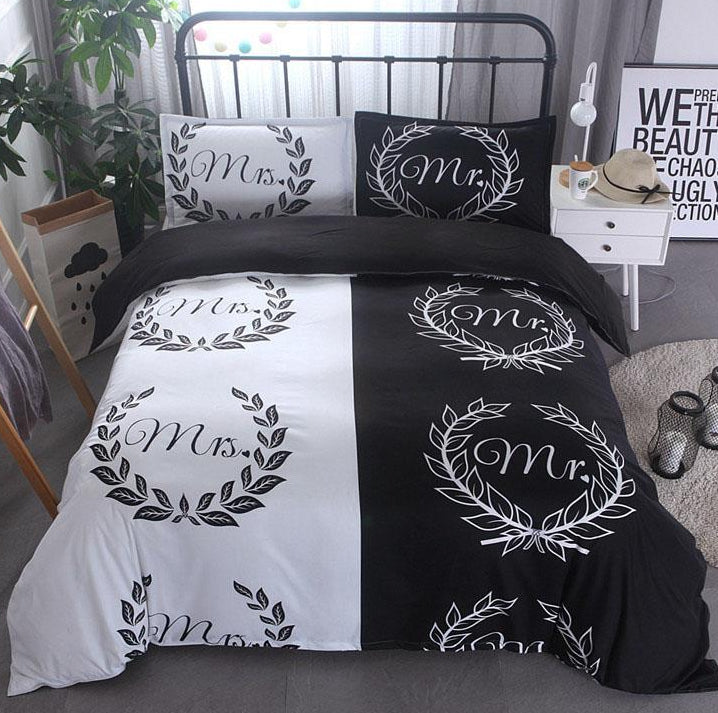 Mr & Mrs Black and White Duvet Cover Set