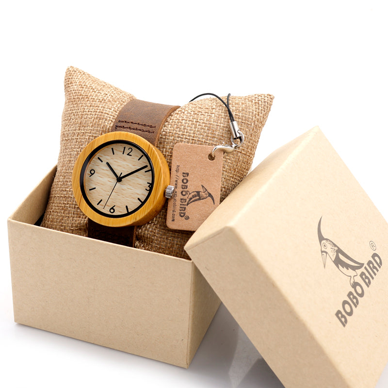 BOBO BIRD Brand Wood Watch Women's Watches Bamboo Wood Wristwatch Female Clock Lady Quartz-watch relogio feminino  C-D18-2