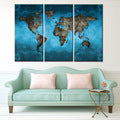 Abstract World Map Painting Print on Canvas