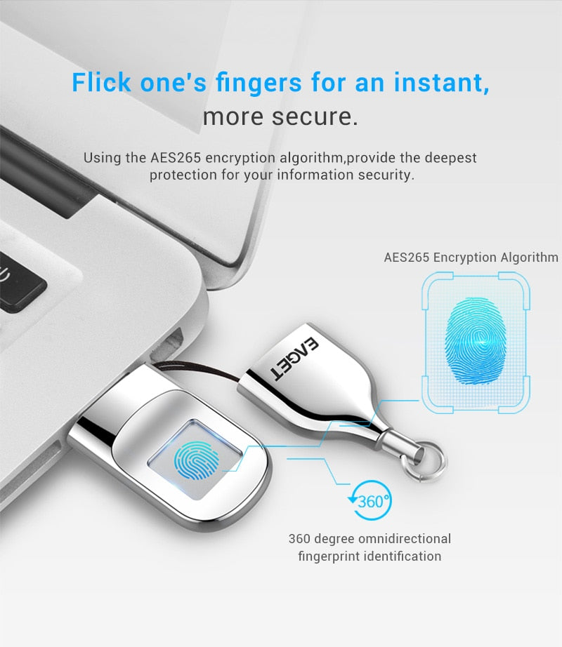 Fingerprint Encrypted USB Flash Drive - 32 / 64 GB