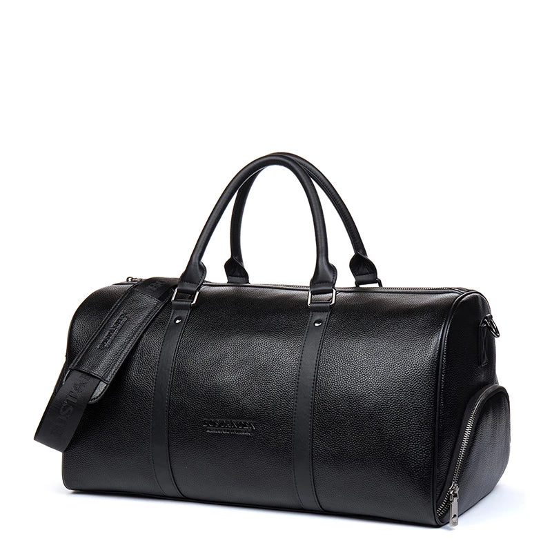 Men's Genuine Leather Travel Overnight Duffel Bag