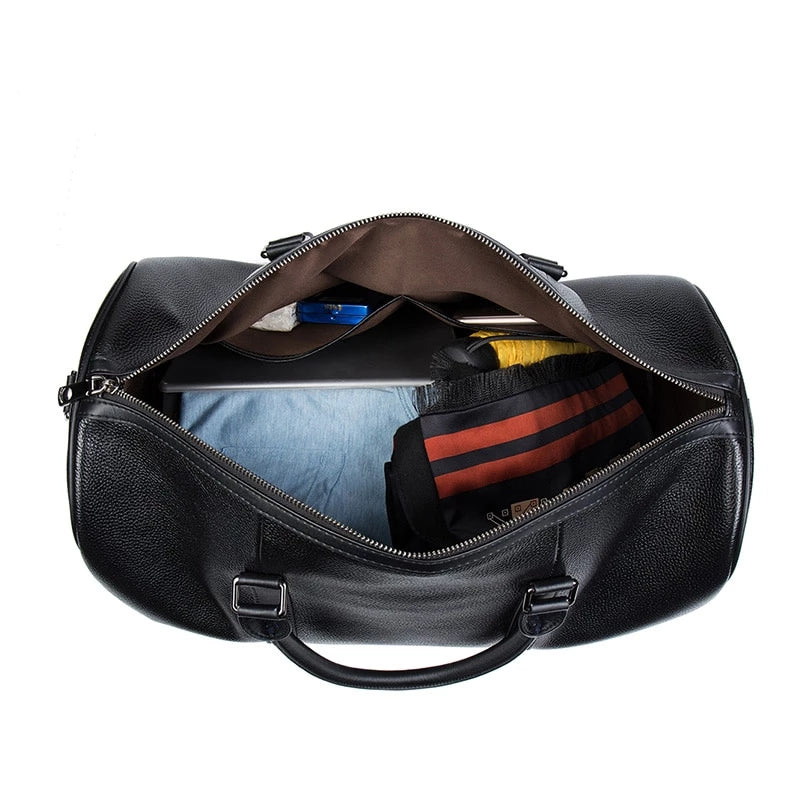 Men's Genuine Leather Travel Overnight Duffel Bag