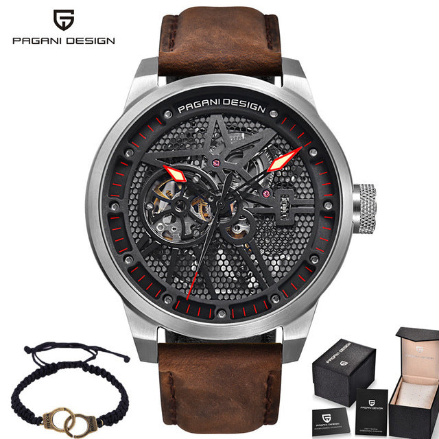 Fashion Luxury Brand Pagani Leather Tourbillon Watch Automatic Men Wristwatch Men Mechanical Steel Watches Relogio Masculino