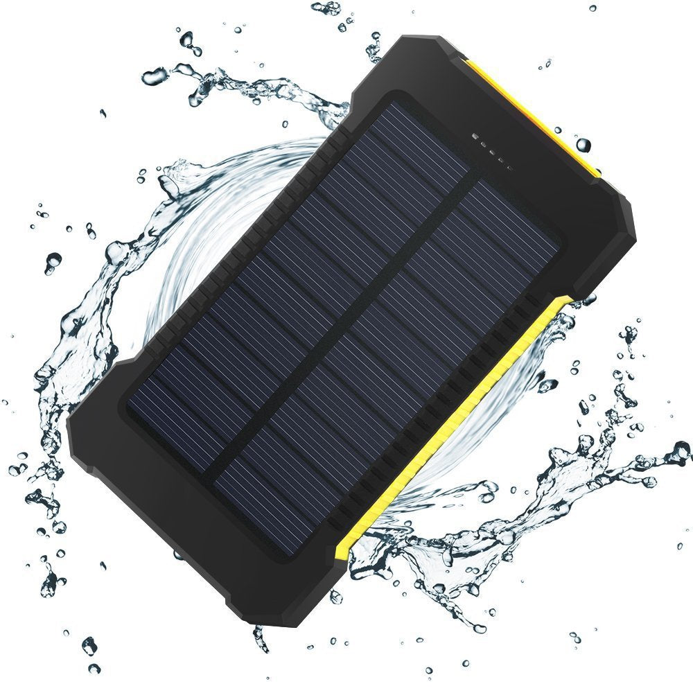 Waterproof 20,000 mAh Dual USB Solar Powered Power Bank with Flashlight