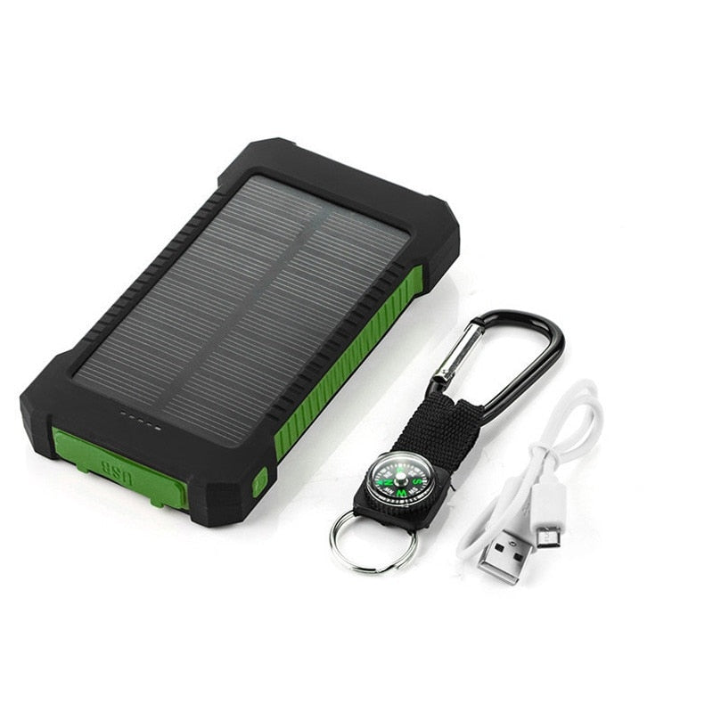 Waterproof 20,000 mAh Dual USB Solar Powered Power Bank with Flashlight
