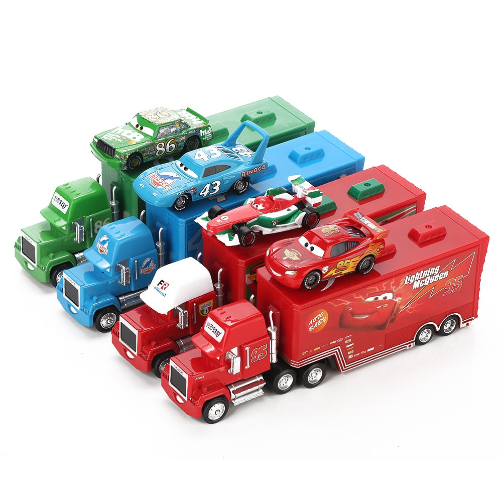 Disney Pixar Cars 2 Toys 2pcs Lightning McQueen City Construction Mack Truck The King 1:55 Diecast Metal Modle Figures For Kids