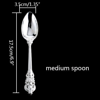 Luxury Western Silver Dinnerware Set Silverware Cutlery Dinnerspoon Steak Knife Fork Coffeespoon Kitchen Tableware Tools