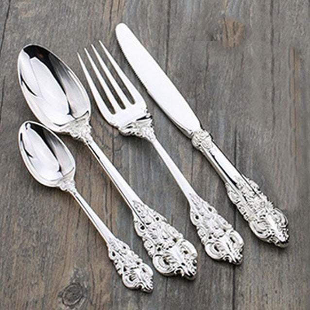 Luxury Western Silver Dinnerware Set Silverware Cutlery Dinnerspoon Steak Knife Fork Coffeespoon Kitchen Tableware Tools