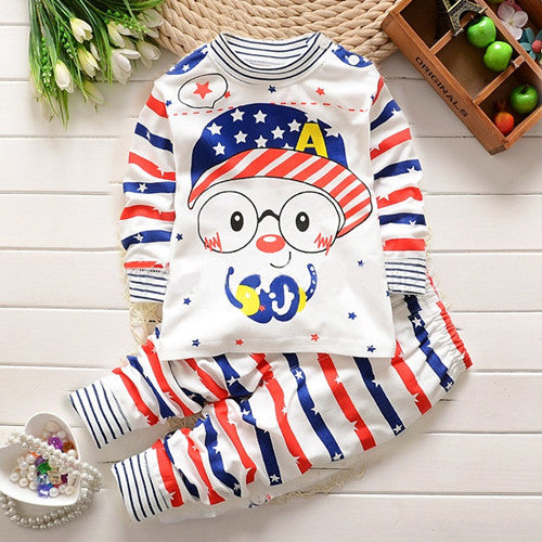 New Children spring clothing boys girls autumn clothes sets Bear captain children T-shirt+trousers baby wear