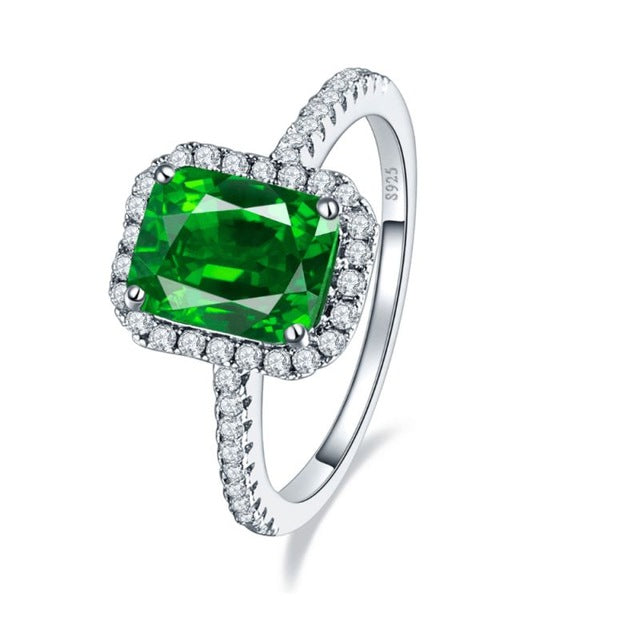 JQUEEN 3.6ct Nano Emerald Solid 925 Sterling Silver Rings For Women Brincos Engagement Wedding Ring Square Cut Amazing With box