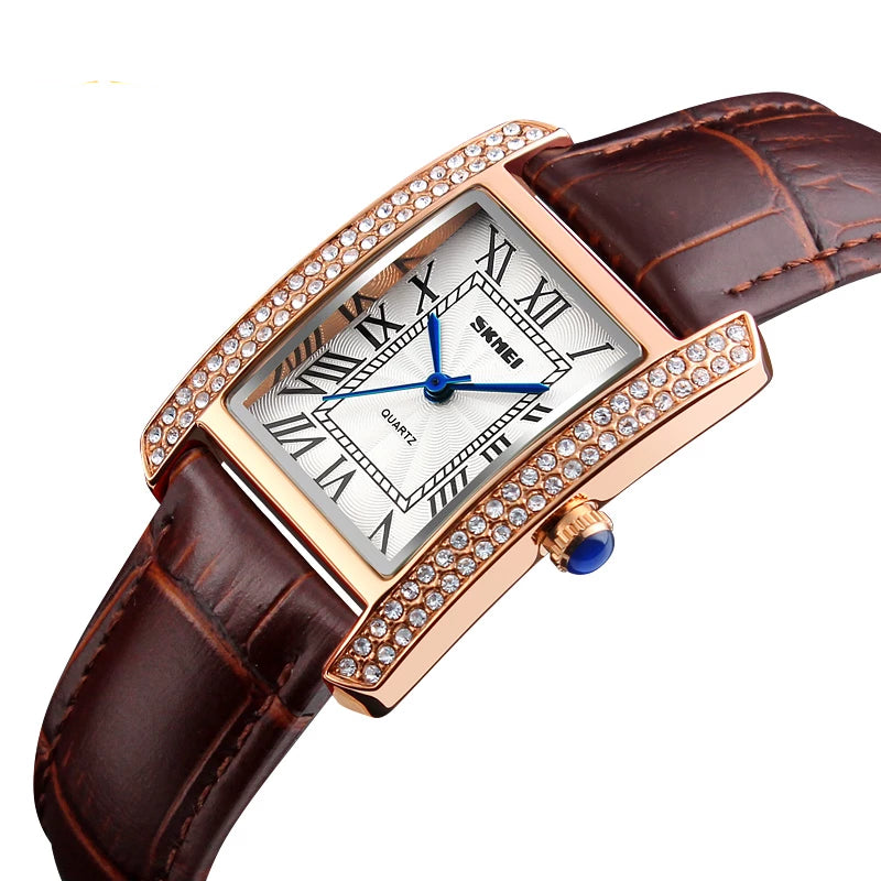 Top Brand Skmei Women Watches Fashion Dress Quartz Clock Women Ladies Watch Girls Leather Strap Wristwatches relojes mujer