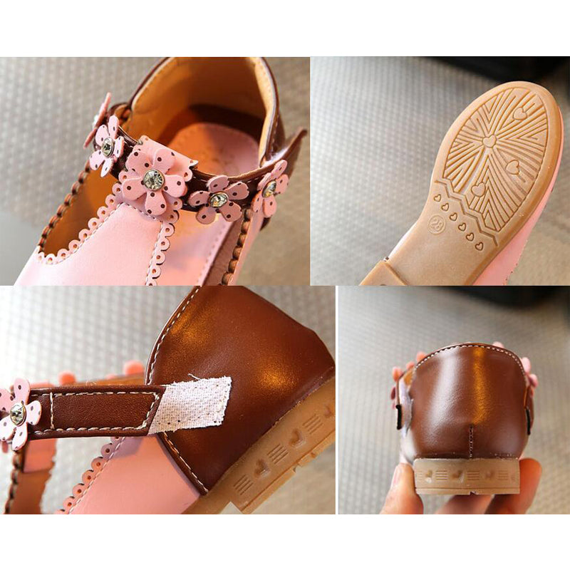 Autumn New Children girls shoes flower princess shoes Kids diamond baby girls single shoes 21-30 infantil sandals