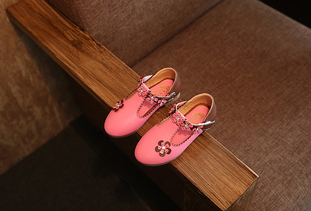 Autumn New Children girls shoes flower princess shoes Kids diamond baby girls single shoes 21-30 infantil sandals
