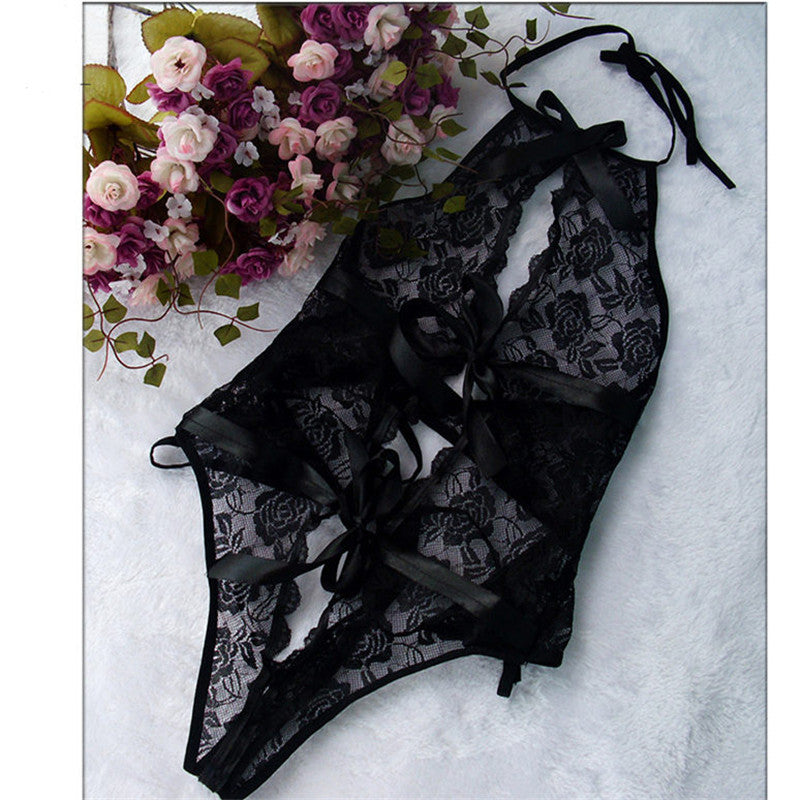 Lenceria   Costumes   Lingerie Black Lace Open Crotch Teddy   Babydoll   Lingerie For Women   Underwear
