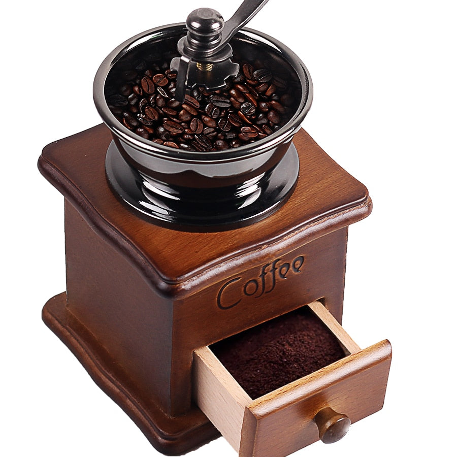 Wooden Retro Manual Hand Crank Coffee Bean Grinder