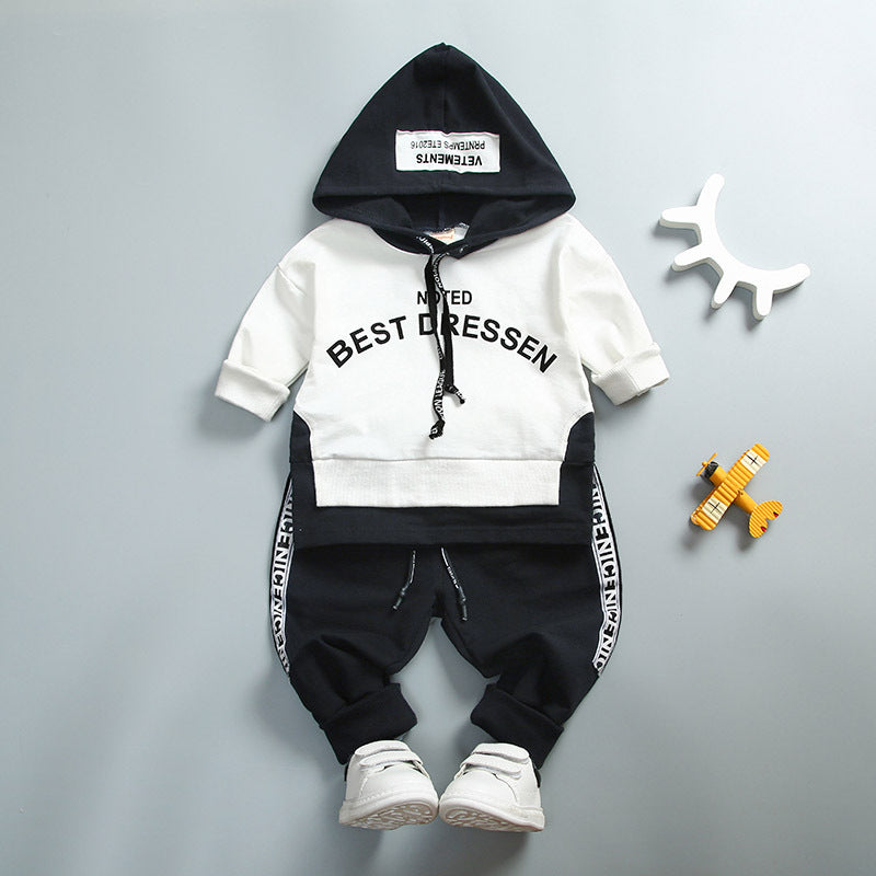 Baby Boy Girl Clothing Set High Qulity Cotton Kids Toddler Clothes Letter Hooded Suit For Boy Infant Long Sleeve 1-4Years Spring