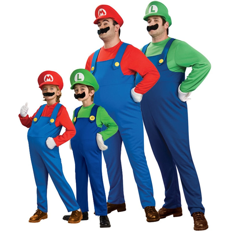 Adult & Child Super Mario Bros Mario & Luigi Halloween Costume