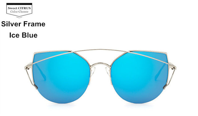 Sweet CITRUS Cat eye Sunglasses Women Luxury Brand Designer Metal Original Sun Glasses For Female vintage Oculos De Sol Feminino