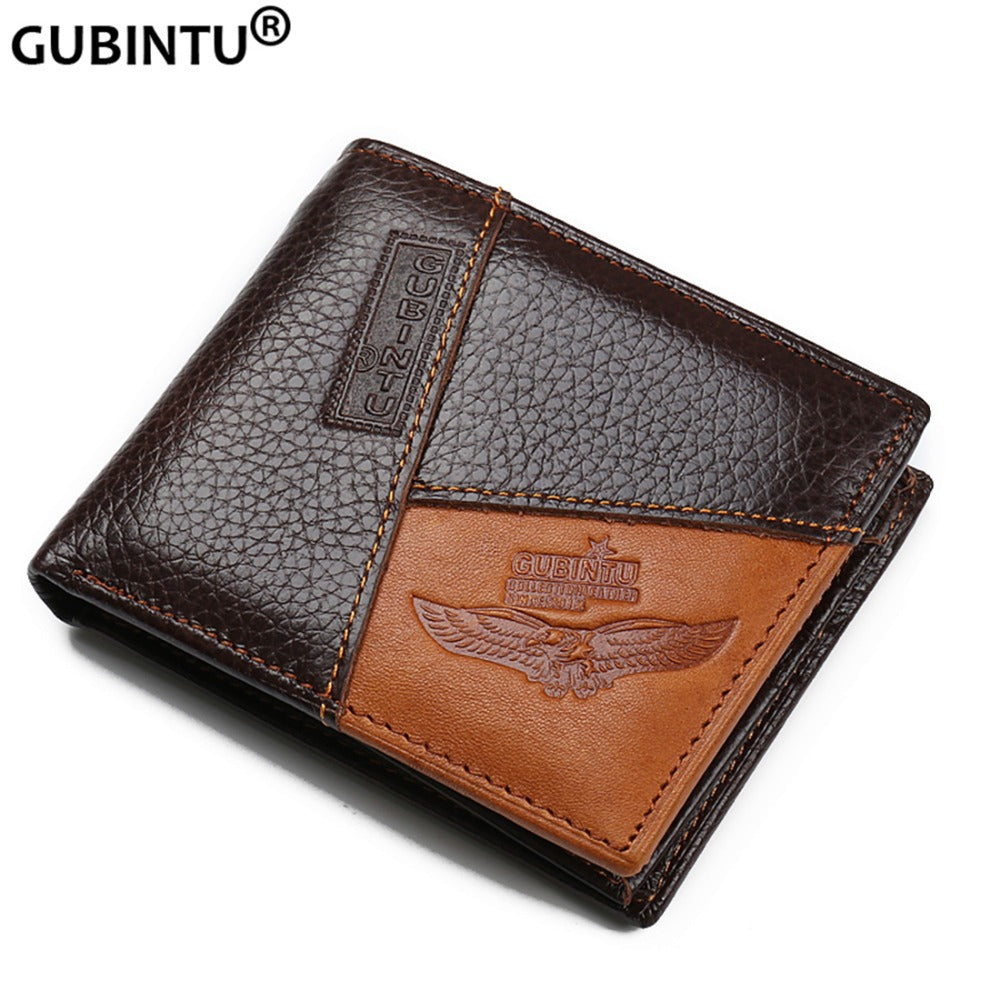 Men's Casual Genuine Leather Wallet with Inside Zipper Pocket