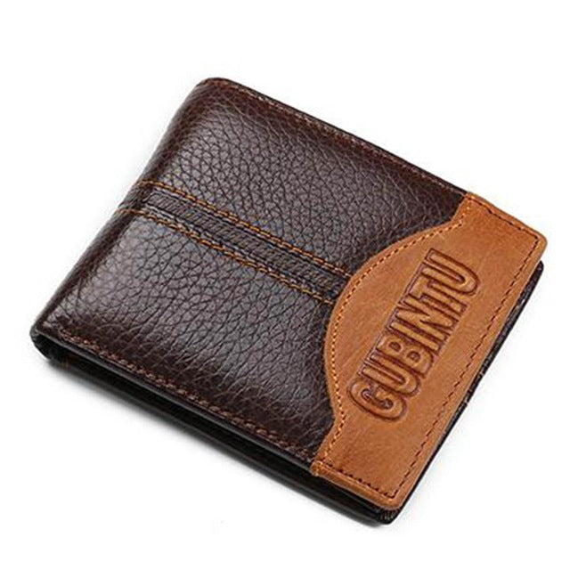 Men's Casual Genuine Leather Wallet with Inside Zipper Pocket