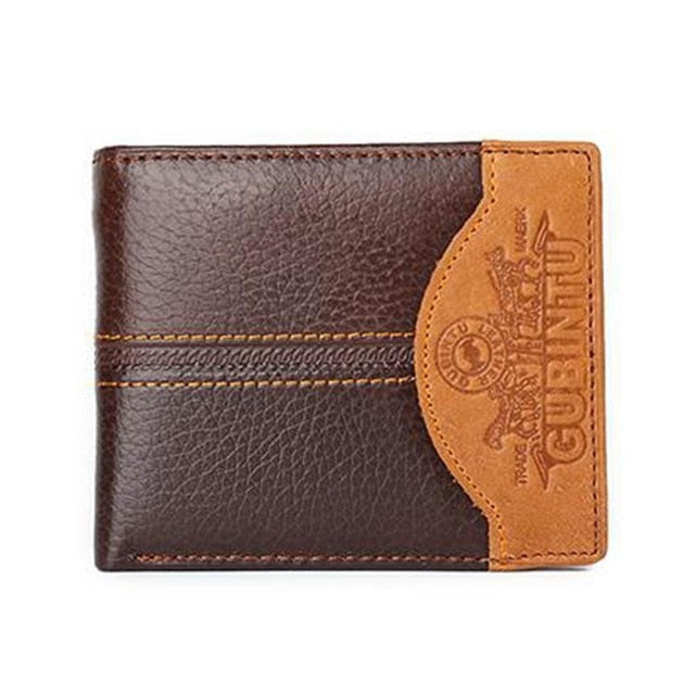 GUBINTU Genuine Leather Men Wallets Coin Pocket Zipper Real Men's Leather Wallet with Coin High Quality Male Purse cartera