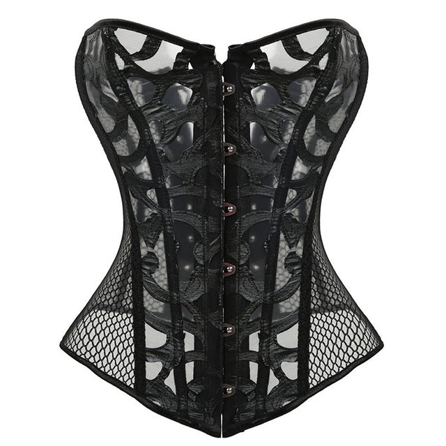 Lace Corset   Bustier Mesh Corselet Summer Underwear Clothing Black White Lingerie G-string Slimming Party Outfits S-2XL