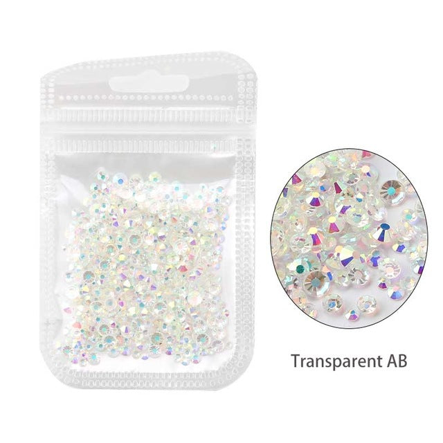 Nail Art Rhinestone 500pcs Mix SS4-SS12 Size Glass Flatback Crystal Non Hotfix Nail Rhinestones For Nails Art 3D Decorations