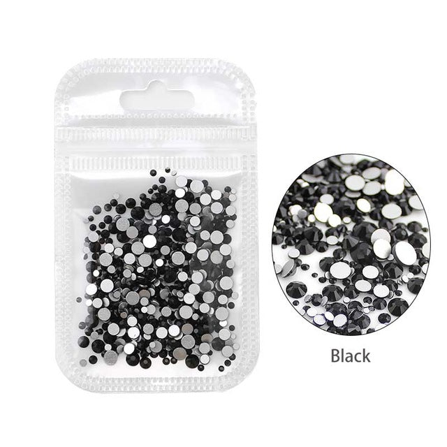 Nail Art Rhinestone 500pcs Mix SS4-SS12 Size Glass Flatback Crystal Non Hotfix Nail Rhinestones For Nails Art 3D Decorations