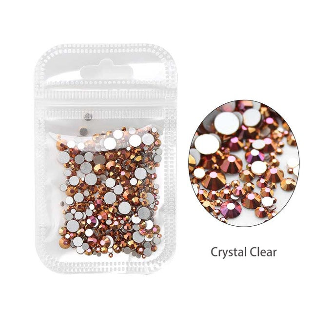 Nail Art Rhinestone 500pcs Mix SS4-SS12 Size Glass Flatback Crystal Non Hotfix Nail Rhinestones For Nails Art 3D Decorations