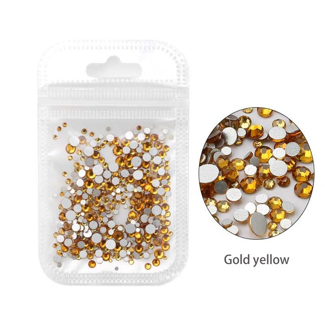 Nail Art Rhinestone 500pcs Mix SS4-SS12 Size Glass Flatback Crystal Non Hotfix Nail Rhinestones For Nails Art 3D Decorations