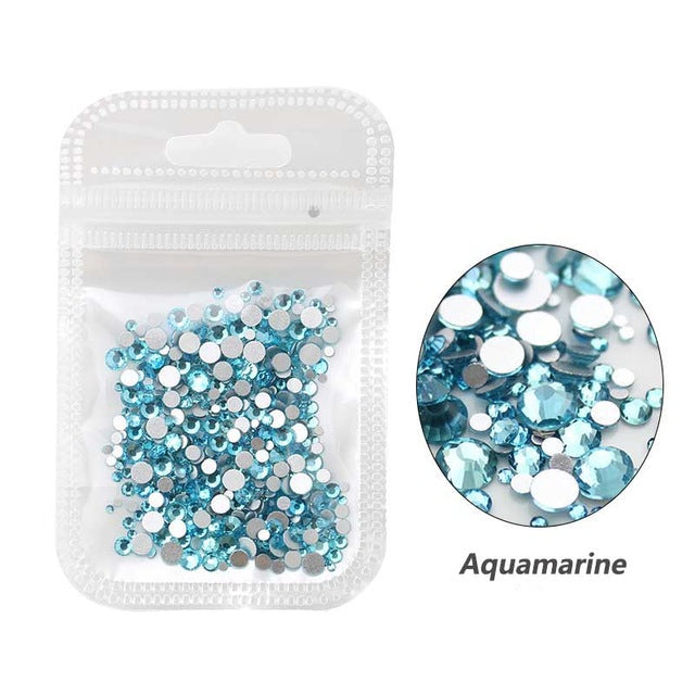 Nail Art Rhinestone 500pcs Mix SS4-SS12 Size Glass Flatback Crystal Non Hotfix Nail Rhinestones For Nails Art 3D Decorations