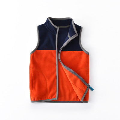 SVELTE for 2-7Y Boys Solid Hit Color Paneled Fleece Sleeveless Vest Waistcoat Woolen Outerwear Jacket Autum Winter Warm Clothing