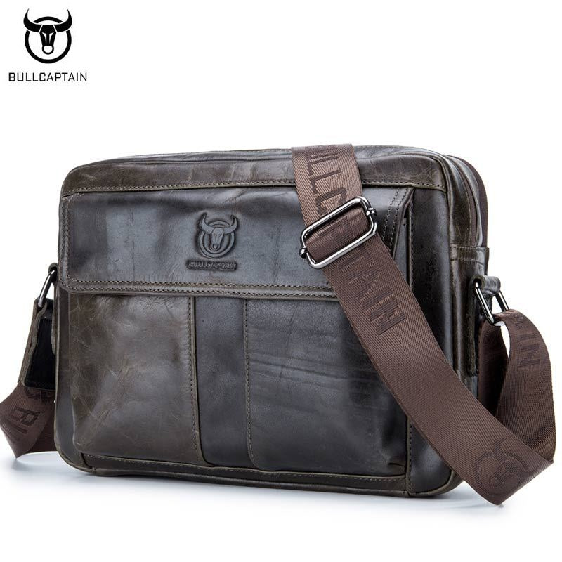 BULLCAPTAIN Genuine Leather Men Bag Casual Business Man Shoulder Crossbody bags Cowhide Large Capacity Travel  Messenger Bags