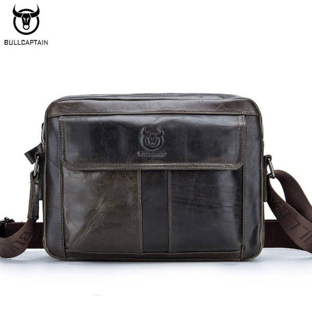 BULLCAPTAIN Genuine Leather Men Bag Casual Business Man Shoulder Crossbody bags Cowhide Large Capacity Travel  Messenger Bags