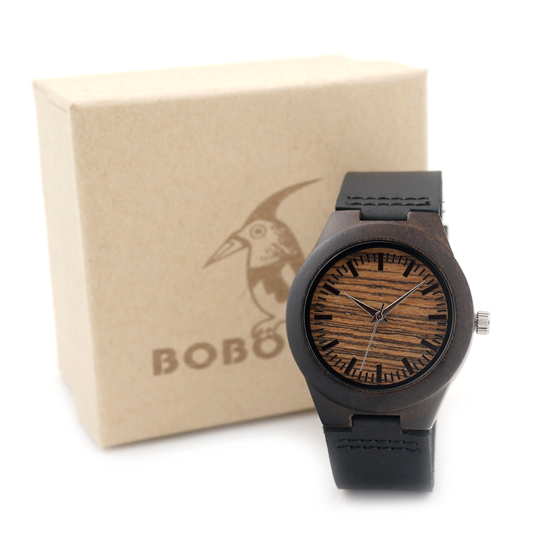 BOBO BIRD Brand Watch Women Handmade Wooden Watches Genuine Leather Strap Wristwatche