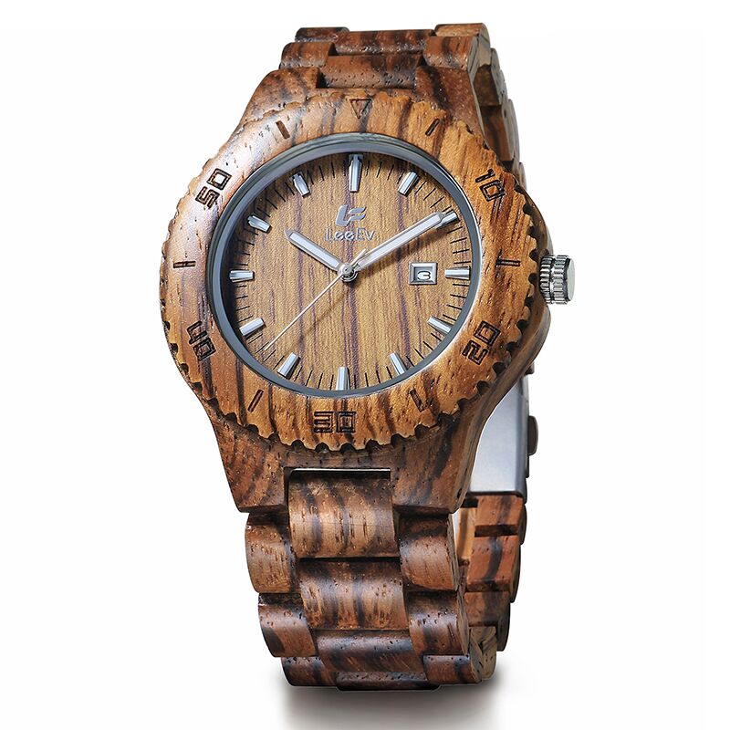 LeeEv Mens Wooden Watches Top Brand Luxury Watch Newest Japan Movement Zebra Wood Men Big Wristwatches Best Gift