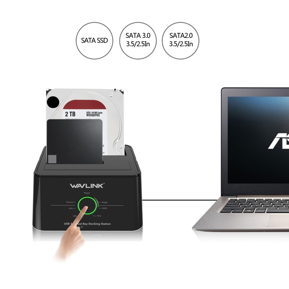 Dual Bay SATA to 3.0 USB External Hard Drive Docking Station