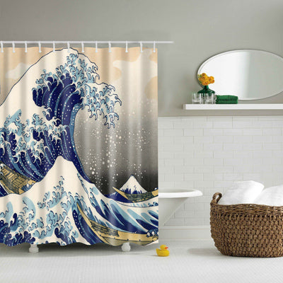 New Colorful Eco-friendly Beach Conch Starfish Shell Polyester  High Quality Washable Bath Decor Shower Curtains