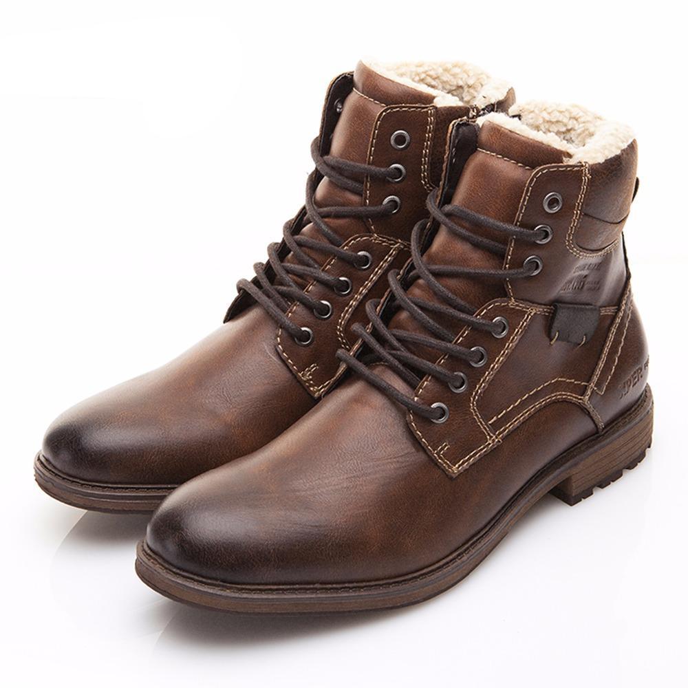 Men's High-Cut Leather Touch Lace-Up Boots