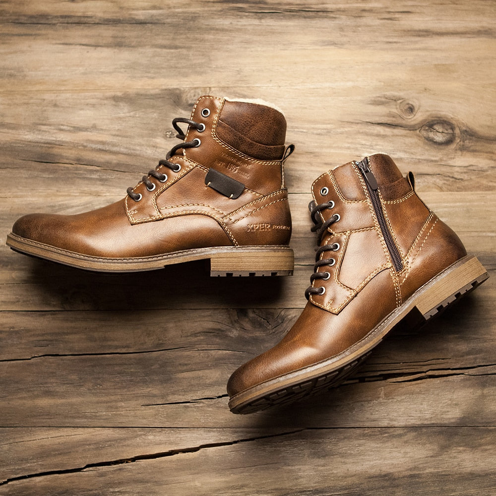 Men's High-Cut Leather Touch Lace-Up Boots