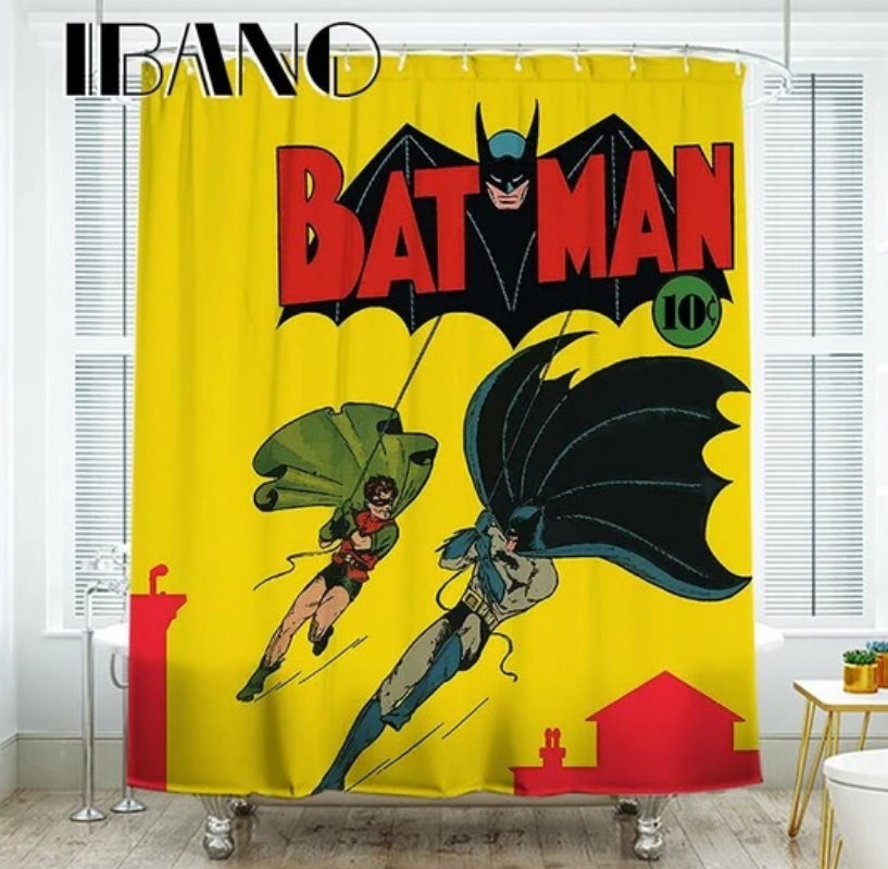 Cartoon Shower Curtain Waterproof Polyester Fabric With 12 Hooks