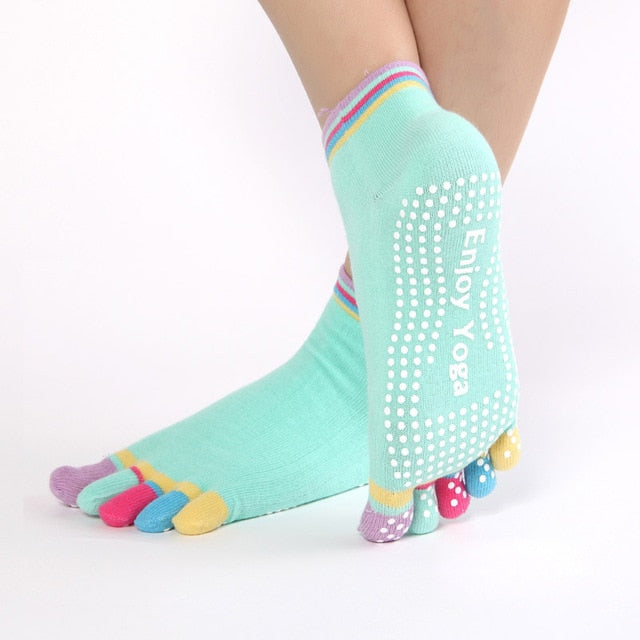 Women's Colorful Anti-Slip Yoga Toe Socks