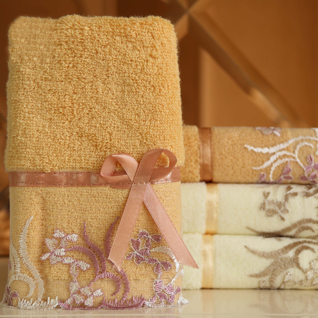 Lovely and attractive Cotton Absorbent Bath Towel Classic Lace Embroidery Design Face Towel Soft  Washcloth