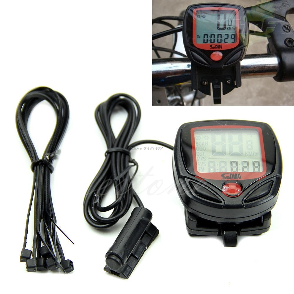 Waterproof Digital LCD Computer Cycle Bicycle Bike Speedometer Odometer JUN13