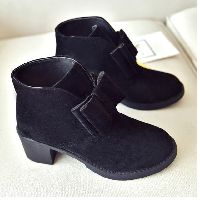 Fashion women ankle boots winter autumn bowtie women boots high heels platform gift Women boots ladies shoes black block heels