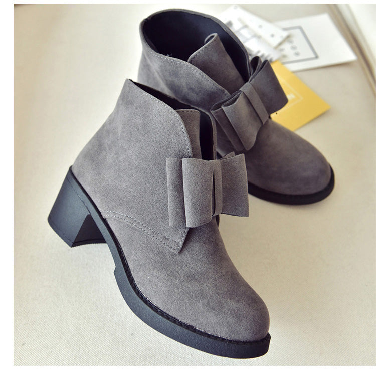 Fashion women ankle boots winter autumn bowtie women boots high heels platform gift Women boots ladies shoes black block heels