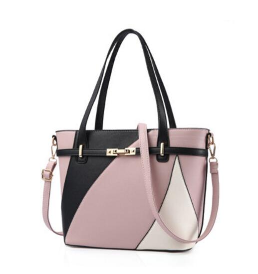 Women's Leather Patchwork Shoulder Tote