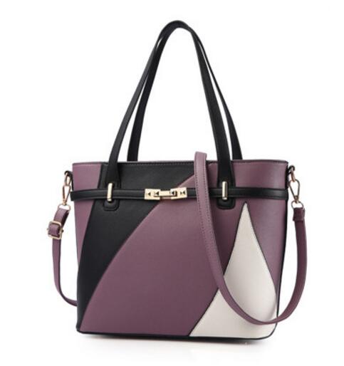 Women's Leather Patchwork Shoulder Tote