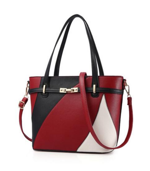 Women's Leather Patchwork Shoulder Tote